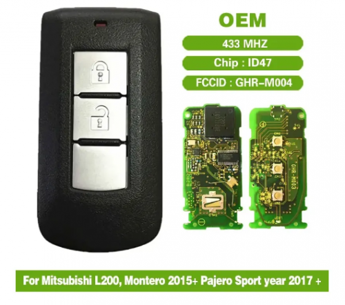Original Keyless Go Smart Remote Key 2B 433MHz HITAG3 NCF2952X ID47 Chip for Mitsubishi Montero L200 2015-2020 GHR-M004 P/N: 8637B107