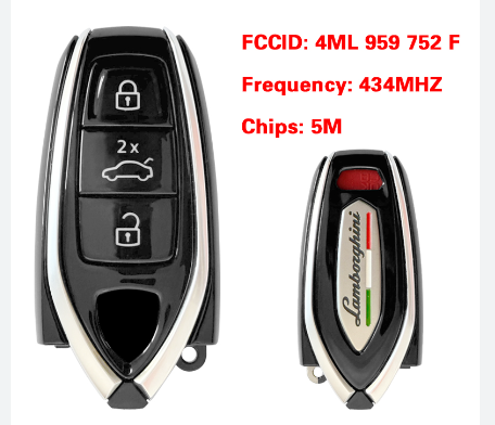 OEM Smart MLB Key Remote Blank FOB For Lamborghini URUS 2021 2022 433MHZ 5M Chip FCC 4ML 959 752 F Keyless Go With Logo