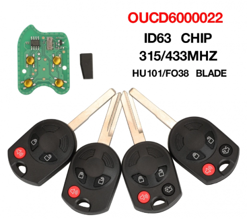 315/433MHZ ID63 Chip Remote Car Key OUCD6000022 Fob For Ford C-Max Edge Escape Focus Lincoln Mazda HU101/FO38 Blade