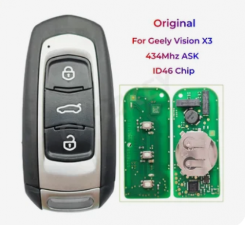 Original Smart Remote Key For Geely Vision X3 434Mhz ASK ID46 Chip 3 Buttons With Blade With Logo