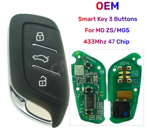 Original Smart Remote Key 3 Buttons 434Mhz ID47 Chip For MG ZS/MG5 With Blade With Logo