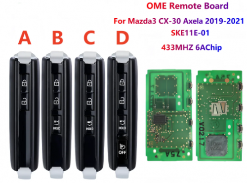 OEM Board Smart Remote Control Key SKE11E-01 P/N: DFY7-67-5DYA  For Mazda3 CX-30 Axela 2019-2021 433MHZ 6A Chp With LOGO