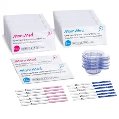 Kit de test d'ovulation et de grossesse MomMed à usage domestique avec 70 gobelets de collecte gratuits (Expédier UNIQUEMENT aux États-Unis)