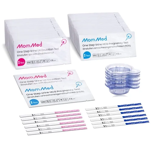 Kit de test d'ovulation et de grossesse MomMed à usage domestique avec 70 gobelets de collecte gratuits (Expédier UNIQUEMENT aux États-Unis)