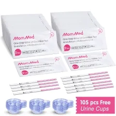 Tiras de teste de ovulação MomMed 105 LH com copas de coleta 105 grátis (NÃO envie para Portugal, Envie SOMENTE para os EUA e Canadá)