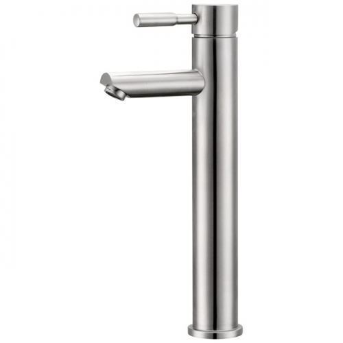 brushed stainless steel hot and cold tall basin faucet for counter top basin