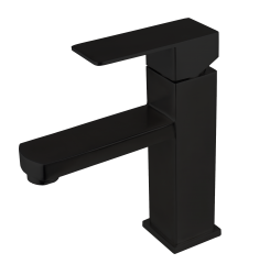 Square Flat Line Style Dark Matte Black Lavatory Hot and Cold Mixer Tap Basin Sink Faucet for City Building Running Water Supply