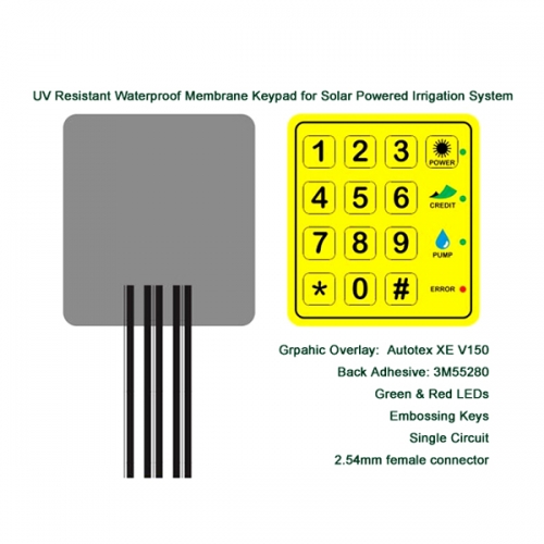UV Resistant Waterproof Membrane Keypad for Solar Powered Irrigation System