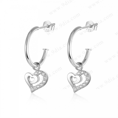 Inexpensive Earrings for Women Silver Mini Heart Earrings
