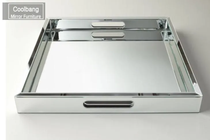 Factory Wholesale Home Use Hotel Decor Silver Glass Mirrored Tray