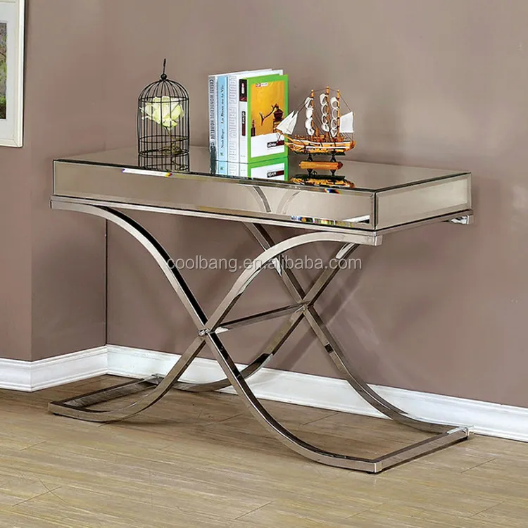 Top quality luxury acrylic mirrored console table with stainless steel legs