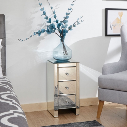 Coolbang Mirrored 3 Drawer Chest For Bedroom And Living Room