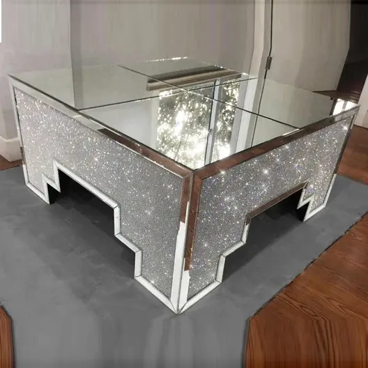Fantasia sparkly crushed diamond silver mirrored coffee table