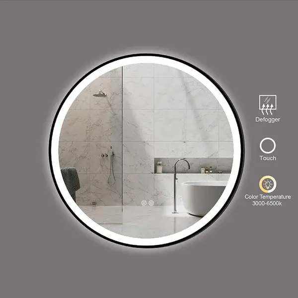 Hot Selling Round Wall Mounted Touch Screen Led Bath Smart Mirror For Bathroom