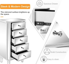Modern 5 Drawer Mirrored Cabinet High Quality Storage Furniture