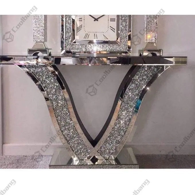 Coolbang Mirror Furniture Modern luxury Mirror Living Room Sets Crushed Diamond Console Table