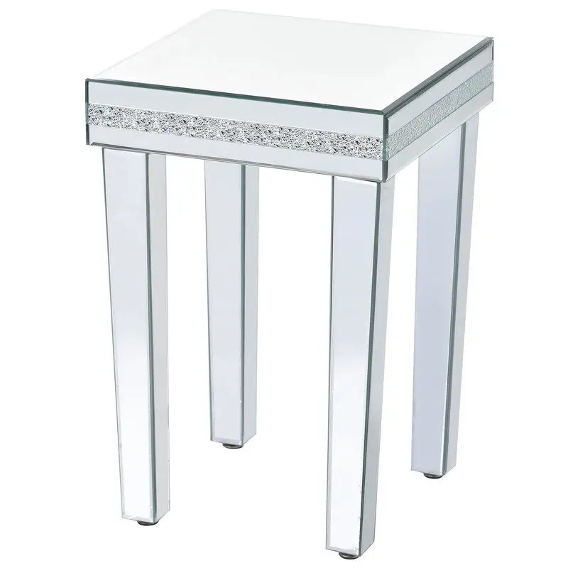 Stylish And Functional Mirrored End Table Easy Assembly Wood Coffee Table for Living Room