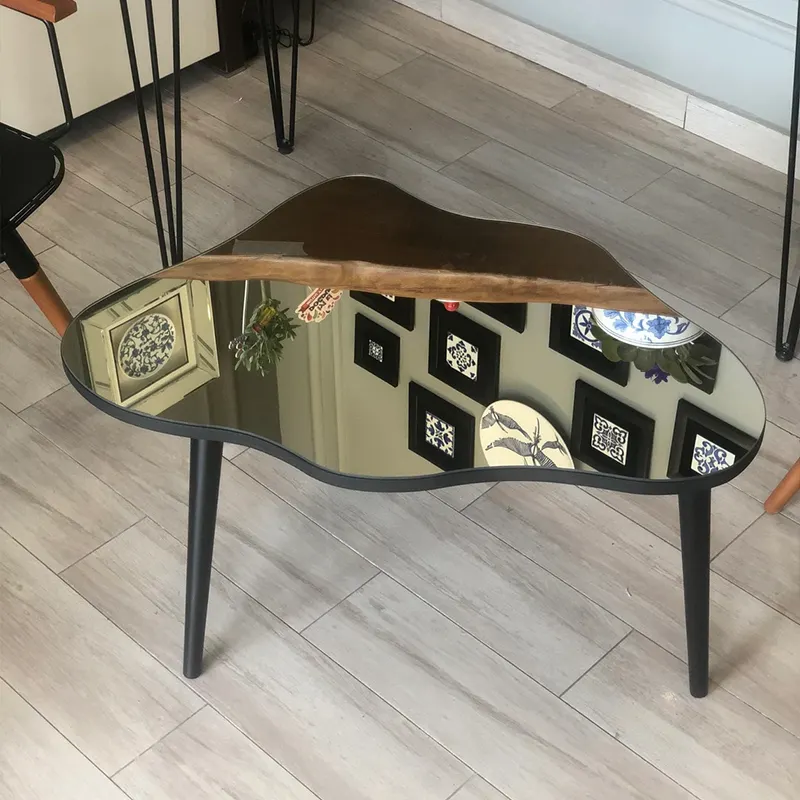 Modern Cheap Living Room Center Tables Mirrored Glass Top Cloud Coffee Table