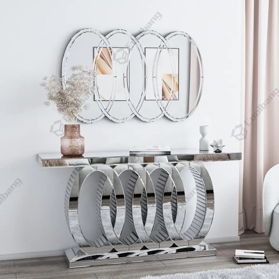 Unique Artistic Mirrored Luxury Console Table And Mirror Set Entryway Console Table With Mirror