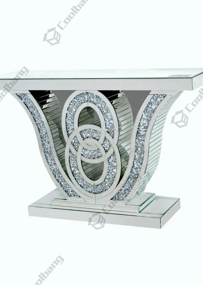 Coolbang Mirror Furniture Modern luxury Mirror Living Room Sets Crushed Diamond Console Table