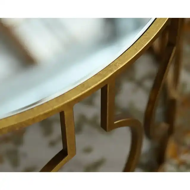 Luxury Golden Metal Stainless Steel Frame Round Glass Tabletop Furniture Office Metal Frame Center Coffee Table