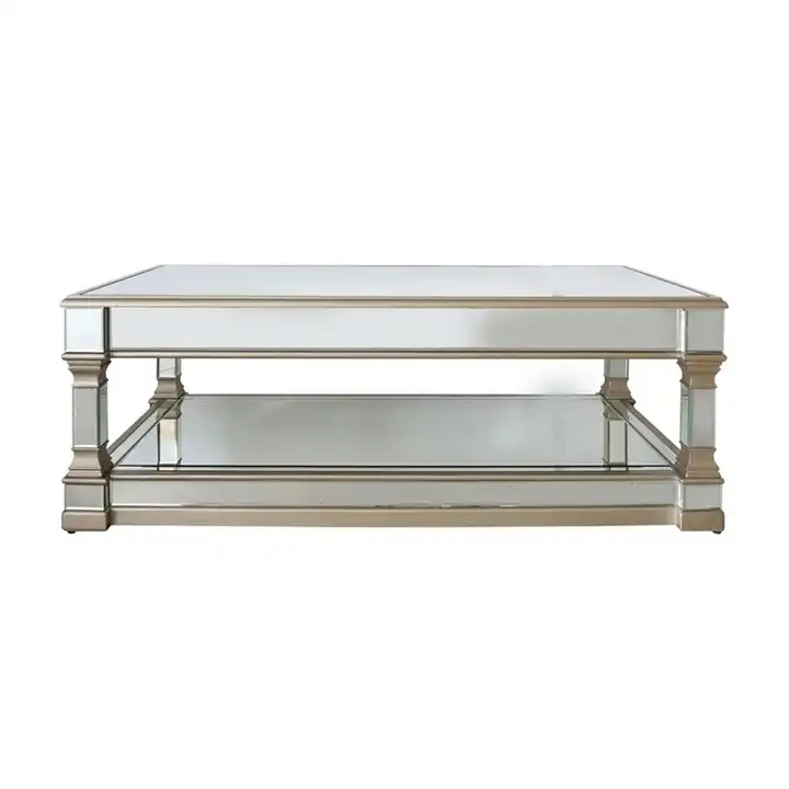 Luxurious Living Room Furniture Center Table Gold Shiny Mirrored Coffee Table