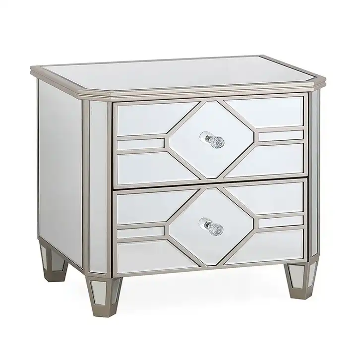 Vintage-Inspired Elegant 2/3/5/6 Drawer Cabinet Mirrored Panels Chest Of Drawers For Living Room And Bedroom