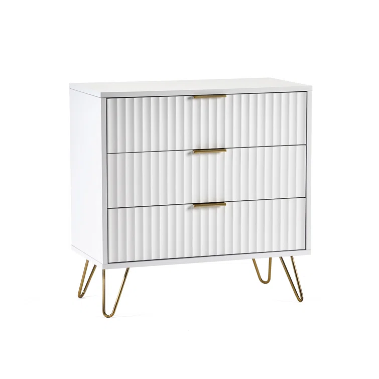 Contemporary Style Smooth Finish Bedroom Furniture 3 Drawer Chest