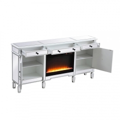 Customizable Living Room Furniture Console Tables Mirrored Sideboard Cabinet With 3D Electric Fireplace
