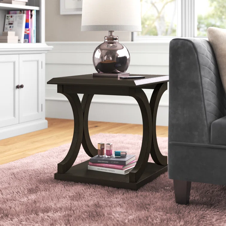 Sturdy Construction Side Table Coffee Table Unique Stylish Accent Living Room Furniture C Shaped End Table