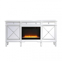 Customizable Living Room Furniture Console Tables Mirrored Sideboard Cabinet With 3D Electric Fireplace