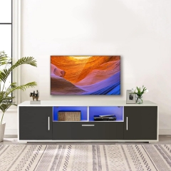 LED Lights TV Stand Fits TVs Up to 65 Inch Console Table with Storage Drawers And Open Shelves Entertainment Center