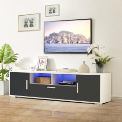 LED Lights TV Stand Fits TVs Up to 65 Inch Console Table with Storage Drawers And Open Shelves Entertainment Center