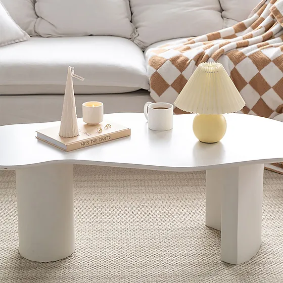 Living Room White Matte Decor Simple Fashion Style Cloud Cream Color Coffee Tables For Home