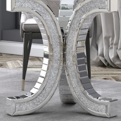 52'' Mirrored Glass Pedestal Dining Table with Tempered Glass Tabletop