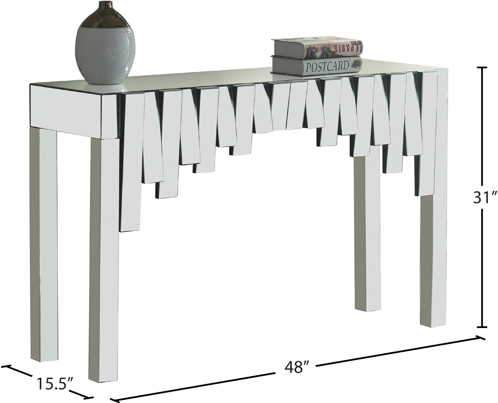 Contemporary Entryway Essential Console Table Stylish Sleek Design Mirrored Hallway Side Table