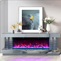 Modern TV Stand With Mantel Freestanding Heater