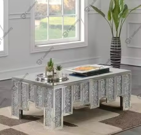Wholesale Modern Luxury Mirrored Tea Table Crushed Diamond Coffee Table
