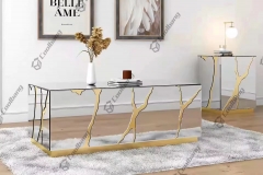 new mirrored furniture free standing fireplace golden cracked tv stand unit console tables with downlight for living room