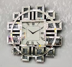 luxury wall Decorative Crushed Diamond Mirrored Wall Clock
