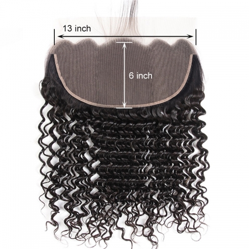 13x6 Deep Wave Curly Lace Frontal No Shedding No Tangle Suitable Dying Colors Pre Plucked Hairline Swiss Lace