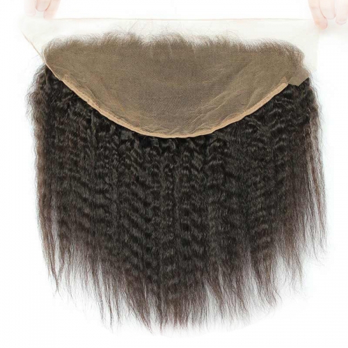 13x6 Kinky Straight Lace Frontal Bleached Knots With Baby Hair Can Be Permed Human Hair