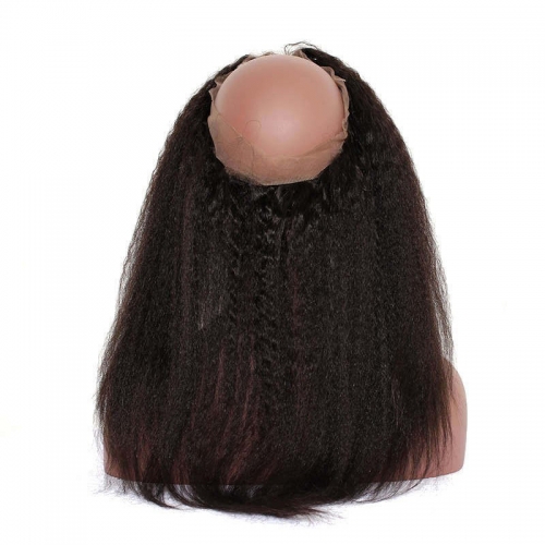 360 Lace Band Frontal Kinky Straight With Baby Hair Virgin Hair Swiss Lace Natural Headline