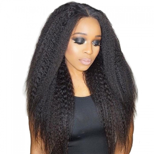 Full Lace Wig Kinky Straight Remy Hair Human Hair Suitable Dying Colors Black Color