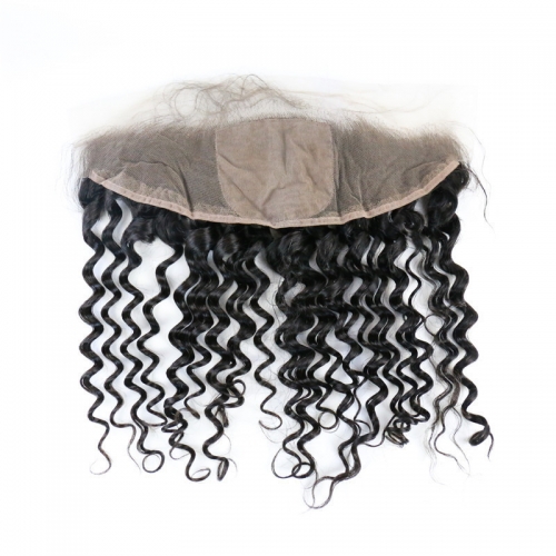 Deep Wave Curly 4x4 Silk Base Lace Closure Frontal Natural Headline Medium Brown Lace Human Hair Baby Hair