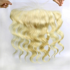 13x4 Lace Frontal Body Wave 613 Swiss Lace Hand Tied Human Hair Bleached Knots