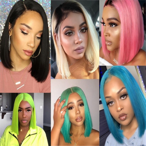 Bob Wig Colorful With Two Colors Lace Front Wig Color Bobs Straight