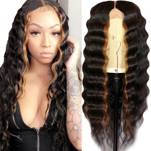 1b/30 Ombre Wig Deep Curly Wave Human Hair Lace Frontal Wigs