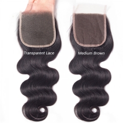 Brazilian Bady Wave Hair HD Transparent Lace Closure Free/Middle/Three Part Remy Human Hair 4x4 Inch Swiss Lace Top Closure Factory Wholesale Price Bl