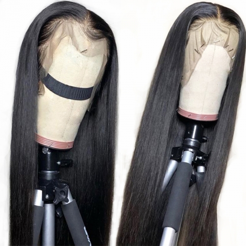 Straight Lace Front Wig Natural Headline Bleached Knots Can Be Permed Transparent Lace